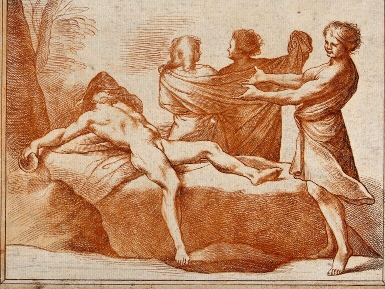 ham sees his father, noah, naked and drunk; shem and japheth